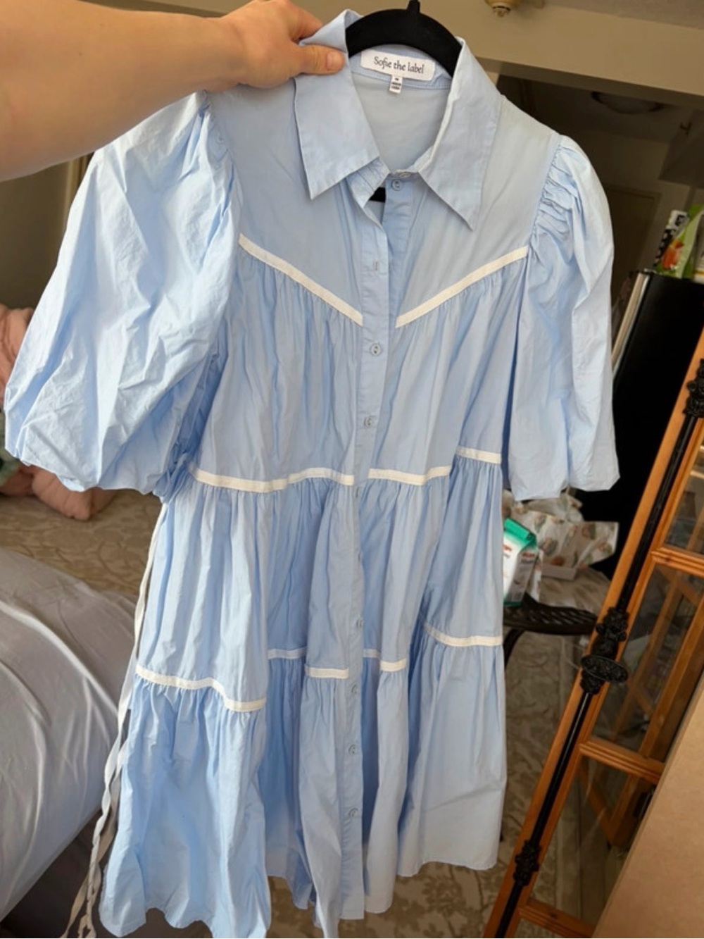 Sofie the Label Light Blue Button-Front Tiered Dress